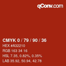 颜色代码: CMYK 0 / 79 / 90 / 36 | qconv.com