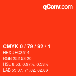 Color code: CMYK 0 / 79 / 92 / 1 | qconv.com