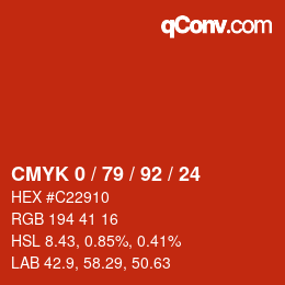 Color code: CMYK 0 / 79 / 92 / 24 | qconv.com