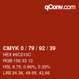 颜色代码: CMYK 0 / 79 / 92 / 39 | qconv.com