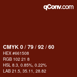 Color code: CMYK 0 / 79 / 92 / 60 | qconv.com
