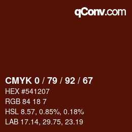 Color code: CMYK 0 / 79 / 92 / 67 | qconv.com