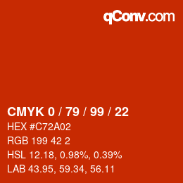 颜色代码: CMYK 0 / 79 / 99 / 22 | qconv.com