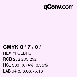 颜色代码: CMYK 0 / 7 / 0 / 1 | qconv.com