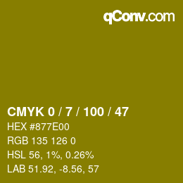 Code couleur: CMYK 0 / 7 / 100 / 47 | qconv.com