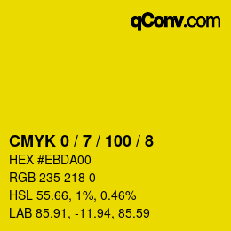 カラーコード: CMYK 0 / 7 / 100 / 8 | qconv.com