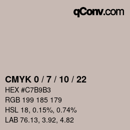 カラーコード: CMYK 0 / 7 / 10 / 22 | qconv.com