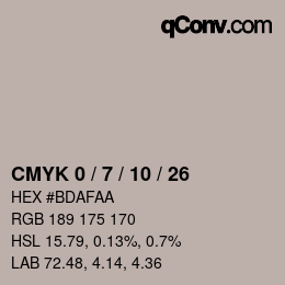 カラーコード: CMYK 0 / 7 / 10 / 26 | qconv.com