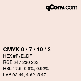 颜色代码: CMYK 0 / 7 / 10 / 3 | qconv.com