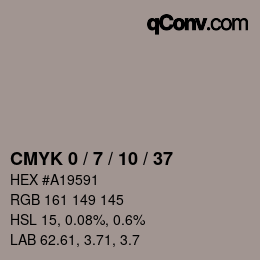 カラーコード: CMYK 0 / 7 / 10 / 37 | qconv.com