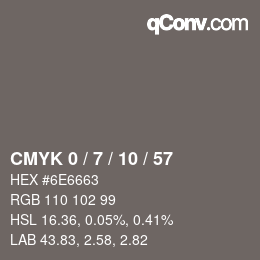 カラーコード: CMYK 0 / 7 / 10 / 57 | qconv.com