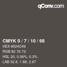 カラーコード: CMYK 0 / 7 / 10 / 68 | qconv.com