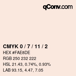 颜色代码: CMYK 0 / 7 / 11 / 2 | qconv.com