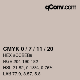 カラーコード: CMYK 0 / 7 / 11 / 20 | qconv.com