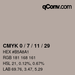 カラーコード: CMYK 0 / 7 / 11 / 29 | qconv.com