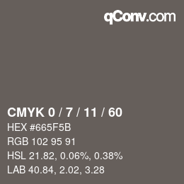 颜色代码: CMYK 0 / 7 / 11 / 60 | qconv.com