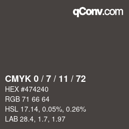 Color code: CMYK 0 / 7 / 11 / 72 | qconv.com