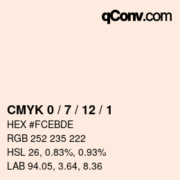 颜色代码: CMYK 0 / 7 / 12 / 1 | qconv.com