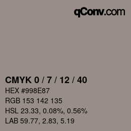 颜色代码: CMYK 0 / 7 / 12 / 40 | qconv.com