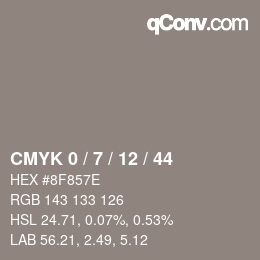 カラーコード: CMYK 0 / 7 / 12 / 44 | qconv.com