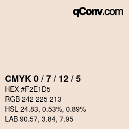 カラーコード: CMYK 0 / 7 / 12 / 5 | qconv.com