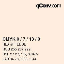 カラーコード: CMYK 0 / 7 / 13 / 0 | qconv.com