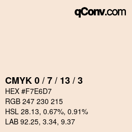 カラーコード: CMYK 0 / 7 / 13 / 3 | qconv.com