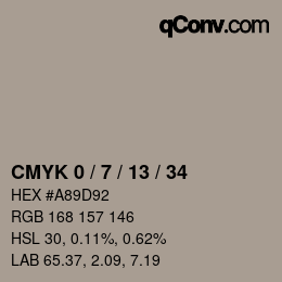 颜色代码: CMYK 0 / 7 / 13 / 34 | qconv.com