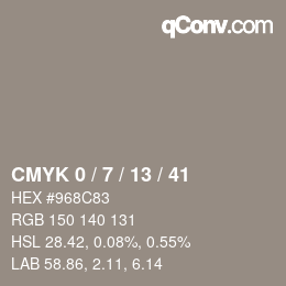 カラーコード: CMYK 0 / 7 / 13 / 41 | qconv.com