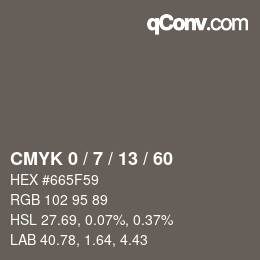 颜色代码: CMYK 0 / 7 / 13 / 60 | qconv.com