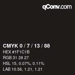 Color code: CMYK 0 / 7 / 13 / 88 | qconv.com