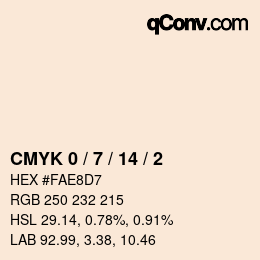 カラーコード: CMYK 0 / 7 / 14 / 2 | qconv.com