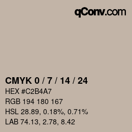 カラーコード: CMYK 0 / 7 / 14 / 24 | qconv.com