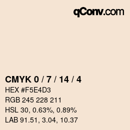 カラーコード: CMYK 0 / 7 / 14 / 4 | qconv.com