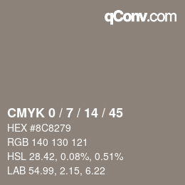 カラーコード: CMYK 0 / 7 / 14 / 45 | qconv.com