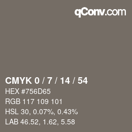 颜色代码: CMYK 0 / 7 / 14 / 54 | qconv.com