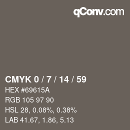 カラーコード: CMYK 0 / 7 / 14 / 59 | qconv.com