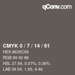 カラーコード: CMYK 0 / 7 / 14 / 61 | qconv.com