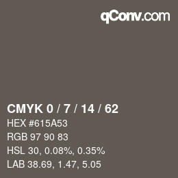 颜色代码: CMYK 0 / 7 / 14 / 62 | qconv.com