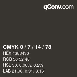 カラーコード: CMYK 0 / 7 / 14 / 78 | qconv.com