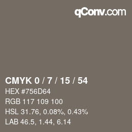 Farbcode: CMYK 0 / 7 / 15 / 54 | qconv.com