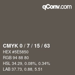カラーコード: CMYK 0 / 7 / 15 / 63 | qconv.com