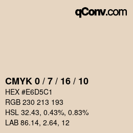 カラーコード: CMYK 0 / 7 / 16 / 10 | qconv.com