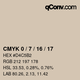 カラーコード: CMYK 0 / 7 / 16 / 17 | qconv.com