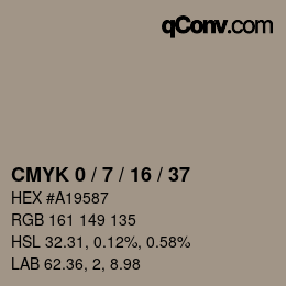 カラーコード: CMYK 0 / 7 / 16 / 37 | qconv.com