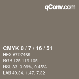 Color code: CMYK 0 / 7 / 16 / 51 | qconv.com