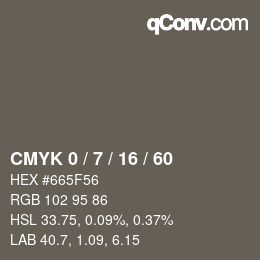 颜色代码: CMYK 0 / 7 / 16 / 60 | qconv.com