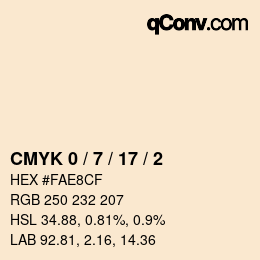 カラーコード: CMYK 0 / 7 / 17 / 2 | qconv.com