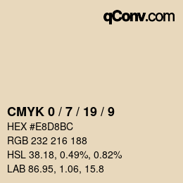Farbcode: CMYK 0 / 7 / 19 / 9 | qconv.com