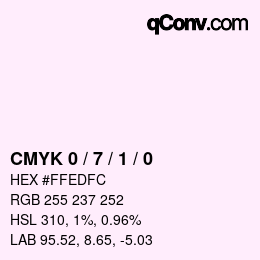 カラーコード: CMYK 0 / 7 / 1 / 0 | qconv.com